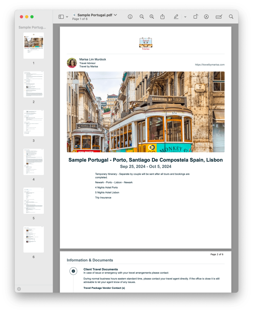 TravelByMarisa.com Sample Portugal Itinerary PDF